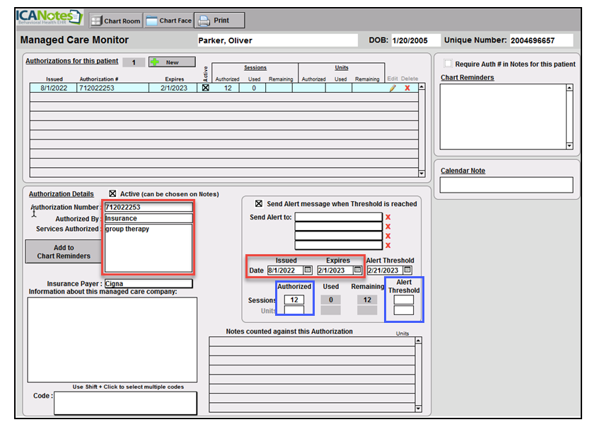 Screenshot for How to Enter Managed Care Authorizations
