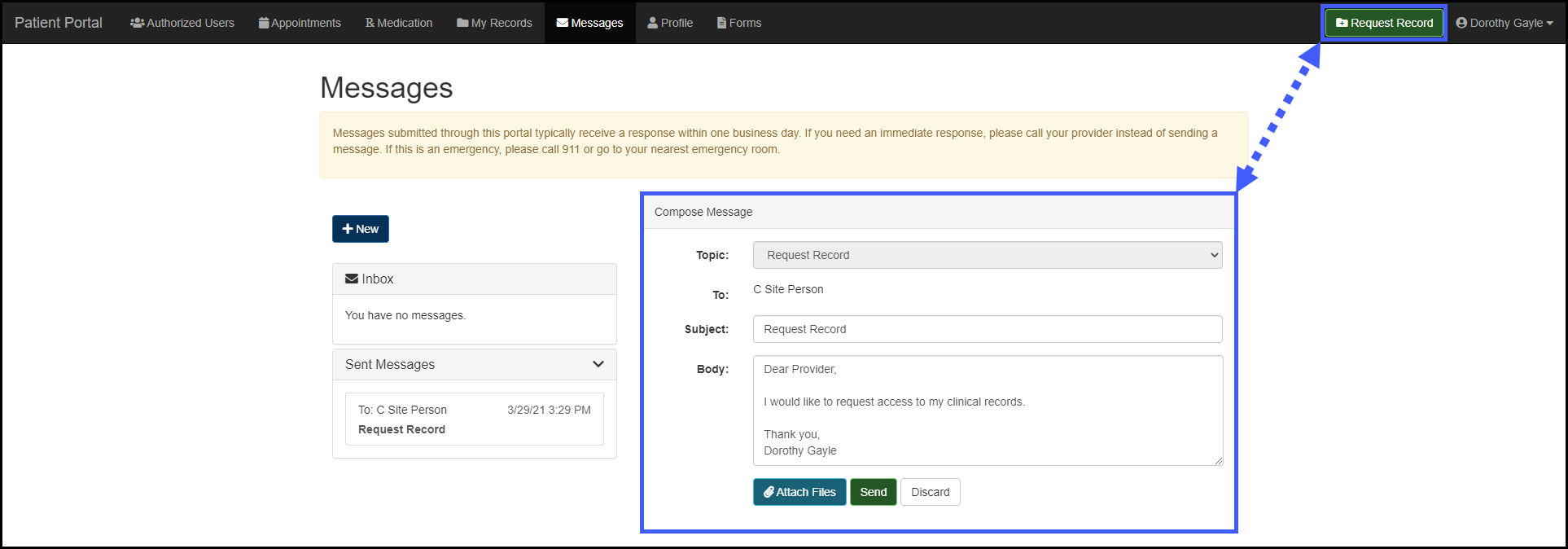 Screenshot for Processing Record Requests