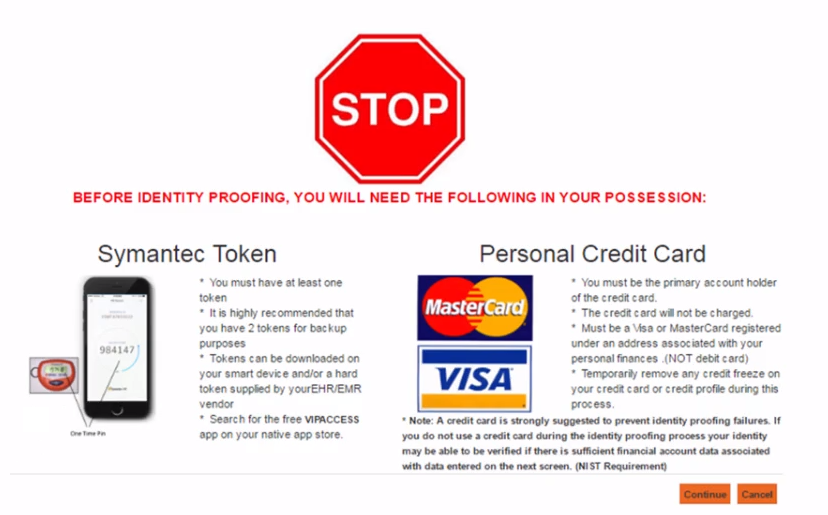 Screenshot for EPCS Onboarding Process
