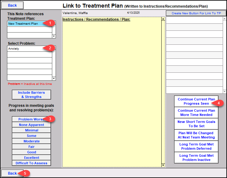 Screenshot for Electronically Billing a Treatment Plan