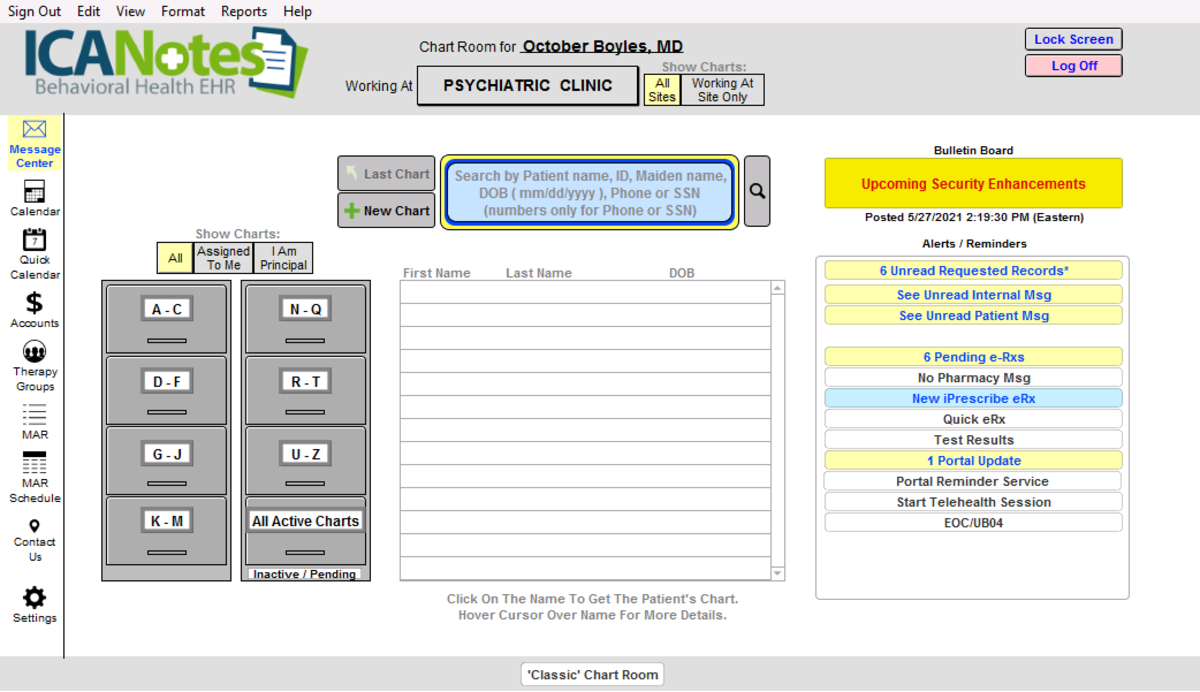 New ICANotes Chart Room