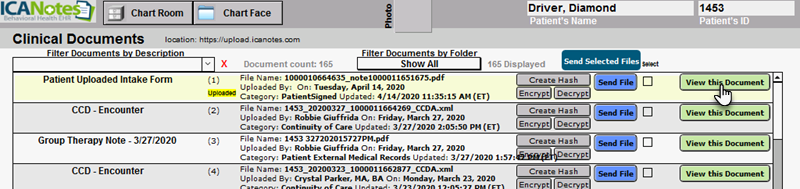 Screenshot for Patient Signature of Treatment Plan or Note via the Portal