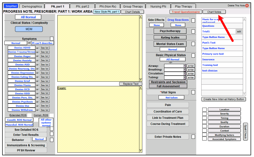 Screenshot for View Previous Notes within Work Areas