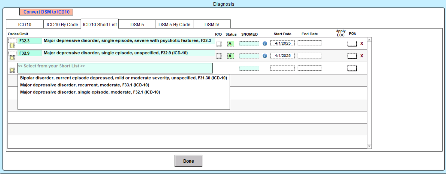 Screenshot for How To Create An ICD-10 Short List