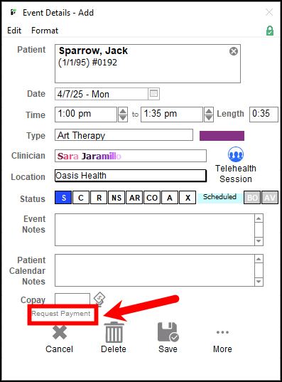 Screenshot for Requesting Client Payments via Stripe