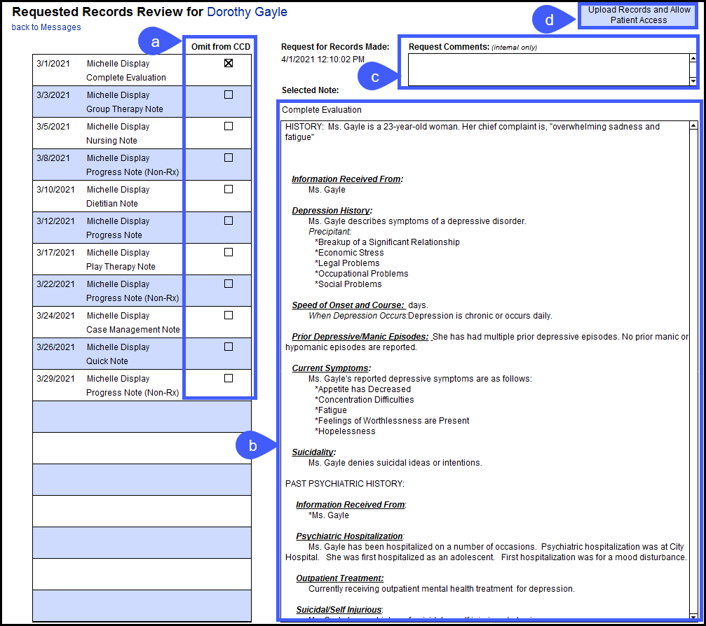 Screenshot for Processing Record Requests