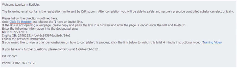 Screenshot for EPCS Onboarding Process