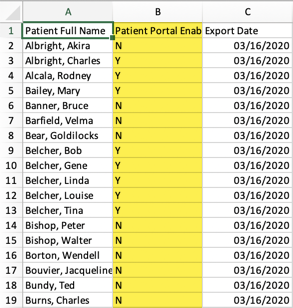 Screenshot for How to Find Who Has Patient Portal Enabled