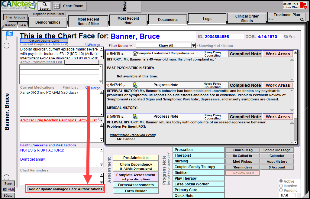 Screenshot for How to Enter Managed Care Authorizations