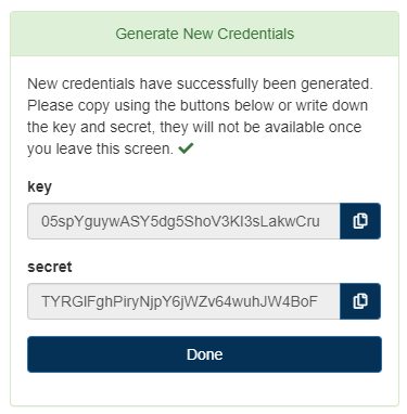 Screenshot for Generating API Credentials from the Patient Portal