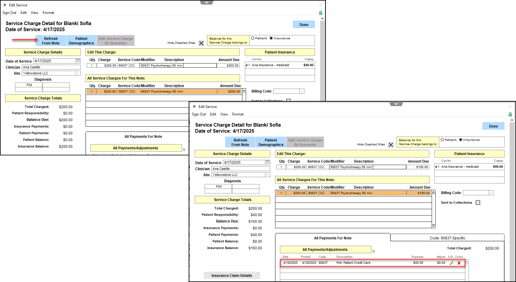 Screenshot for Collecting Copays
