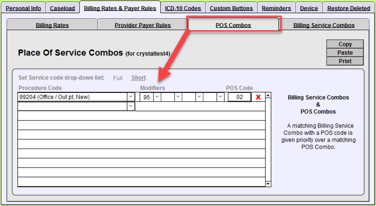 New POS Combos tab in Settings and Directories