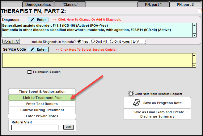 Screenshot for Electronically Billing a Treatment Plan