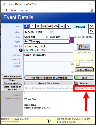 Screenshot for Requesting Client Payments via Stripe