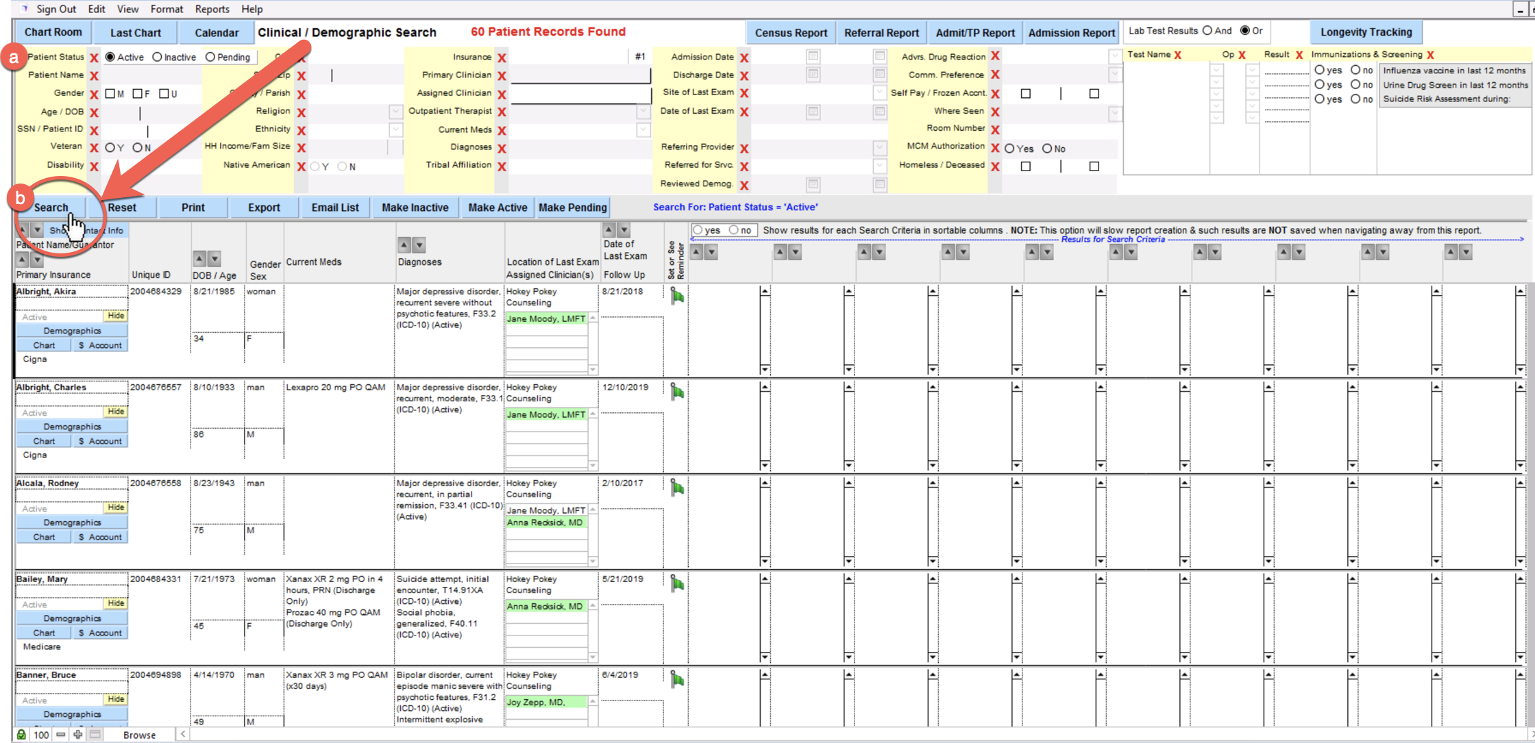 Screenshot for Data Export and Demographics Import