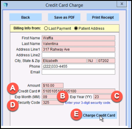 Screenshot for Requesting Copays in ICANotes via Nexio