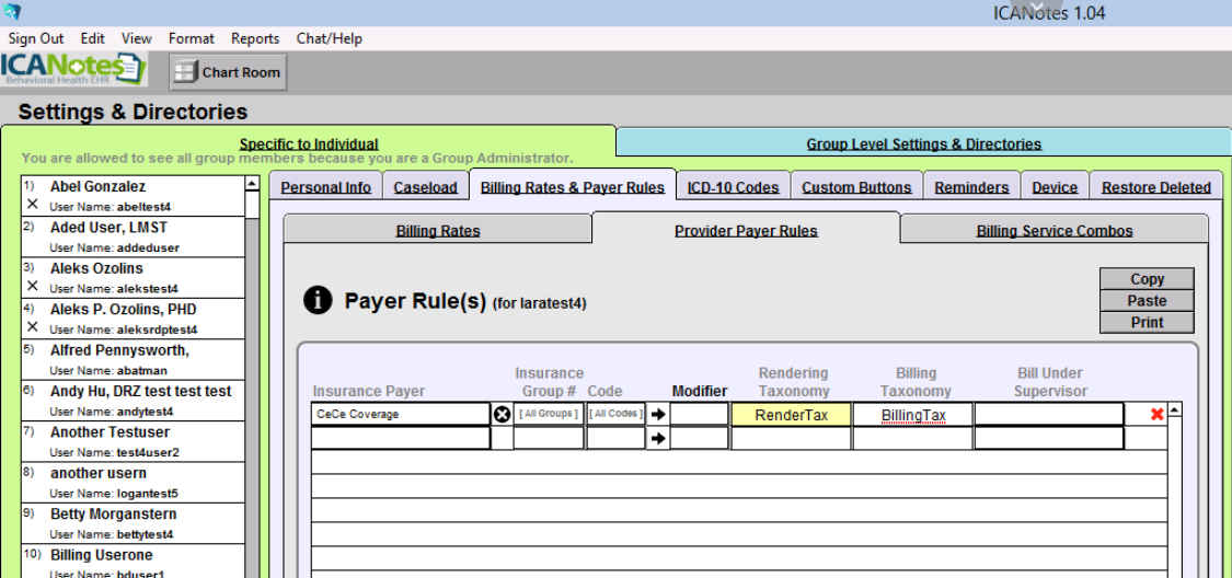 Screenshot for Taxonomy Code