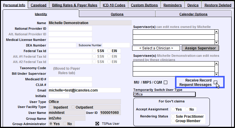 Screenshot for Processing Record Requests