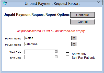 Screenshot for Unpaid Payment Requests Report for Nexio