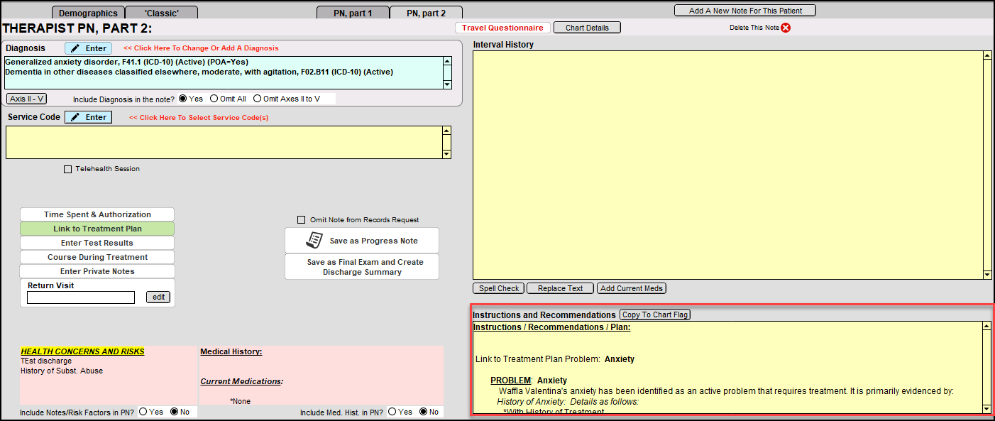 Screenshot for Electronically Billing a Treatment Plan