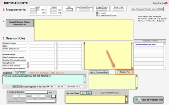 Dietician Note update