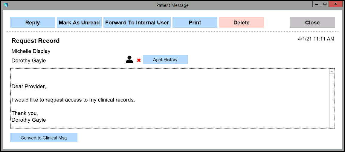 Screenshot for Processing Record Requests