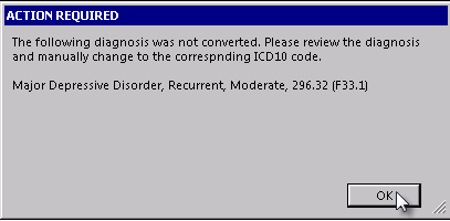 Screenshot for Convert DSM to ICD10 button