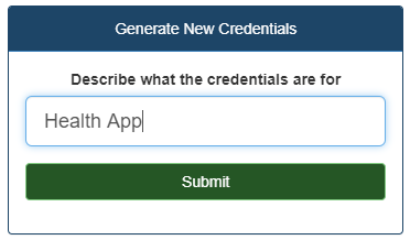 Screenshot for Generating API Credentials from the Patient Portal