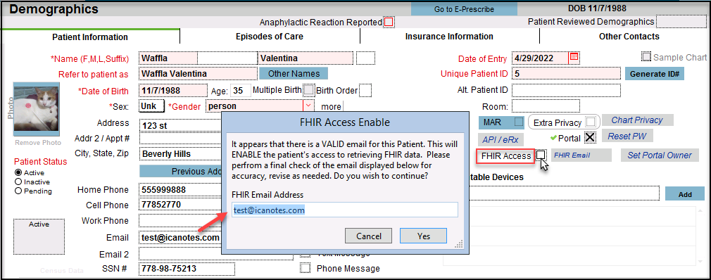 Screenshot for FHIR Access