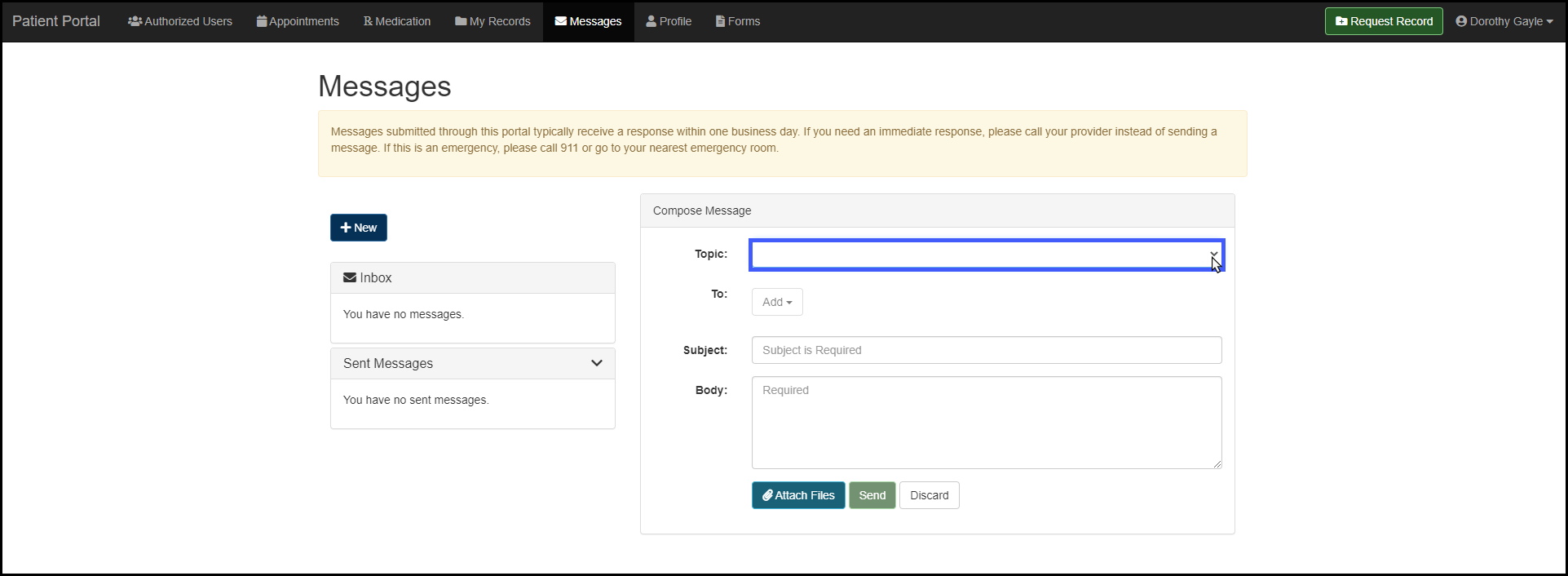 Screenshot for Processing Record Requests