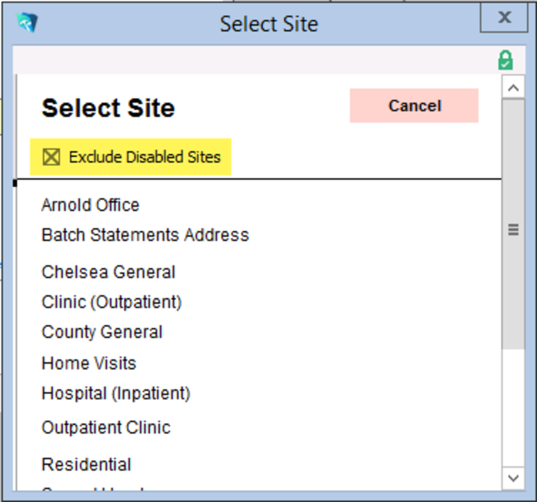Exclude Disabled Sites when setting the Site location for a Pre-Payment
