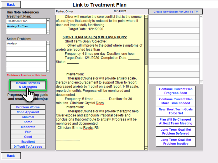 Link to Treatment Plan updates