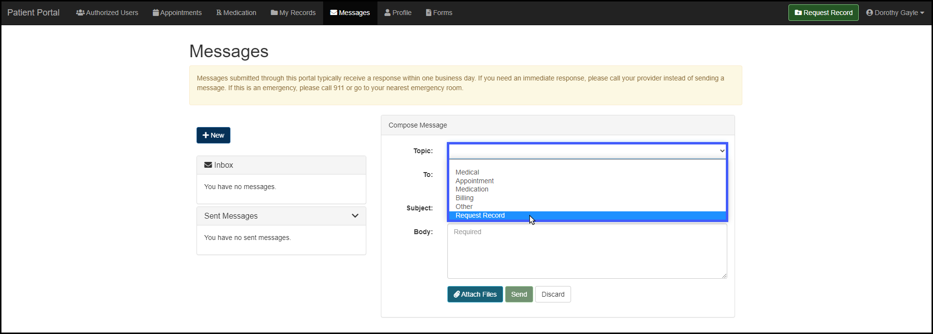 Screenshot for Processing Record Requests