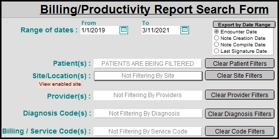 Screenshot for How to Run a Medicaid Volume Report for Meaningful Use (90 days)