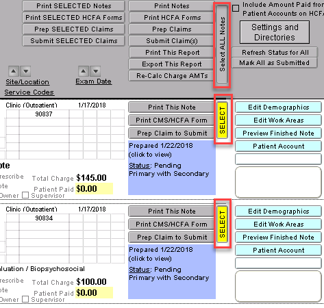 Screenshot for Submitting Claims to Non-Integrated Clearinghouse