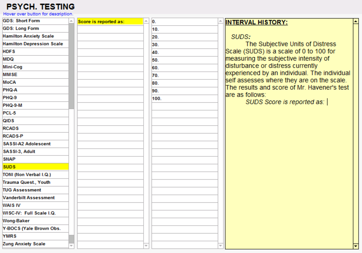Updated SUDS scoring in Rating Scales