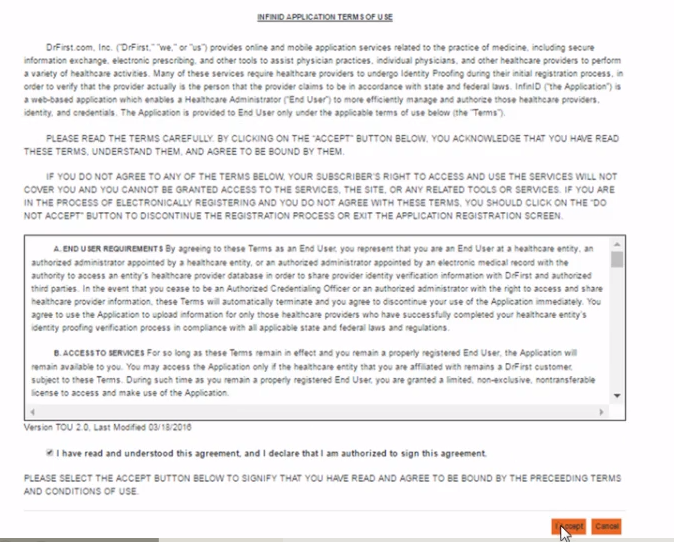 Screenshot for EPCS Onboarding Process