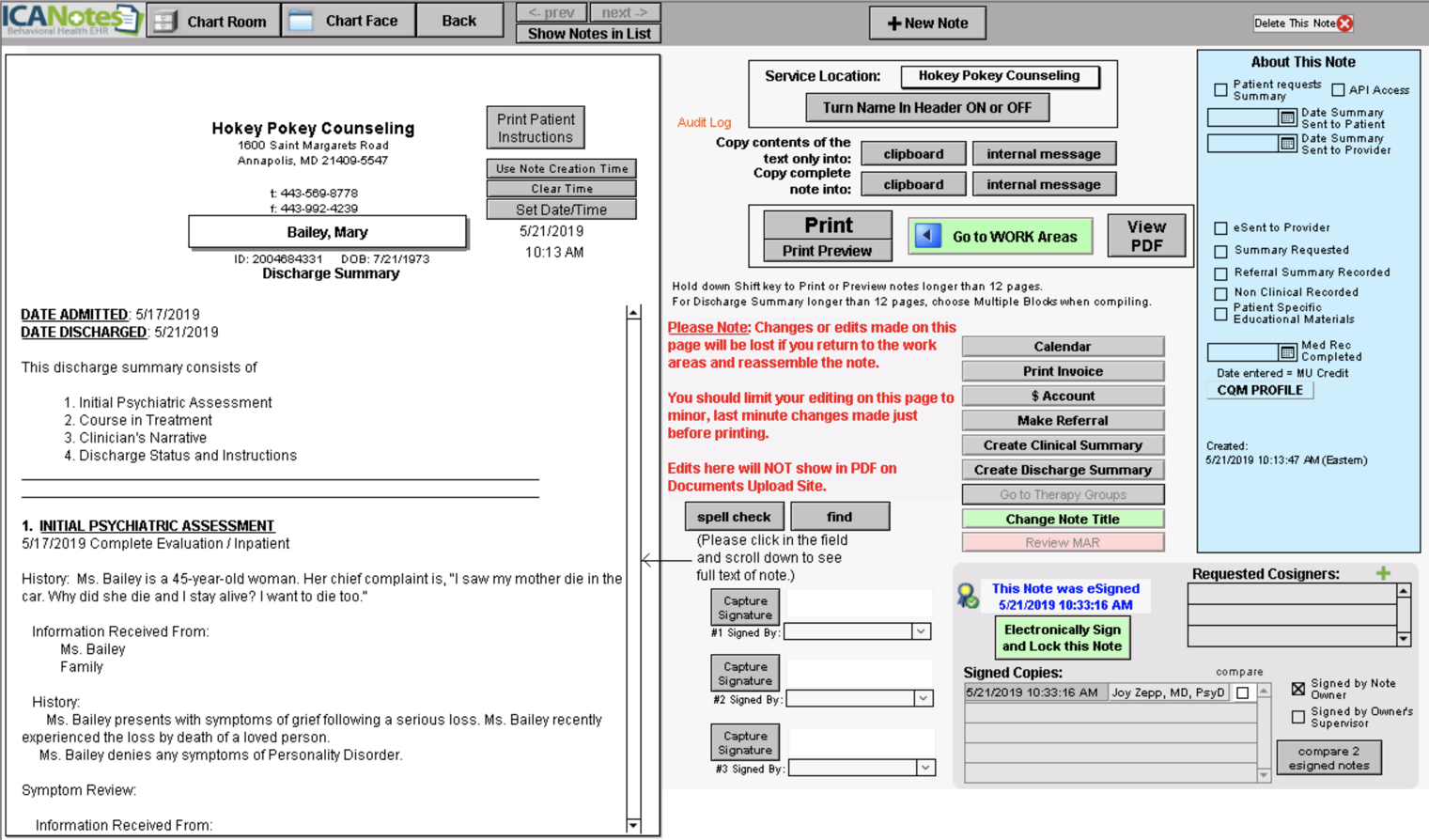 Screenshot for Creating Discharge Instructions