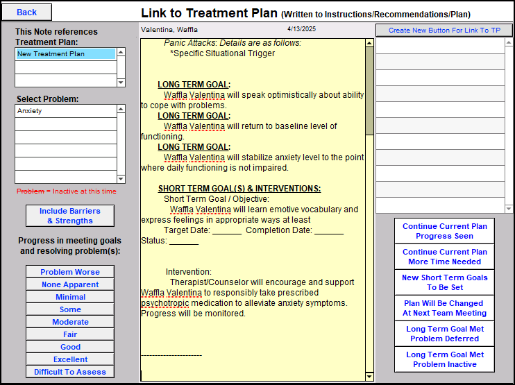Screenshot for Electronically Billing a Treatment Plan
