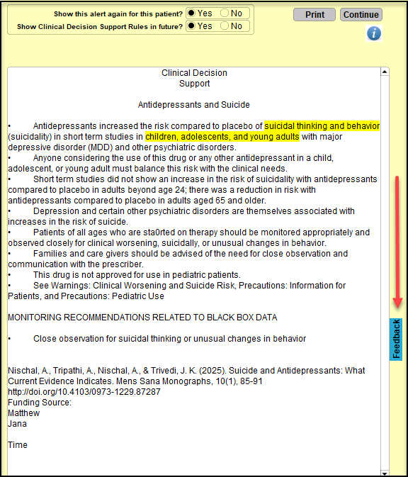 Screenshot for Replay Clinical Decision Support Material (CDS)