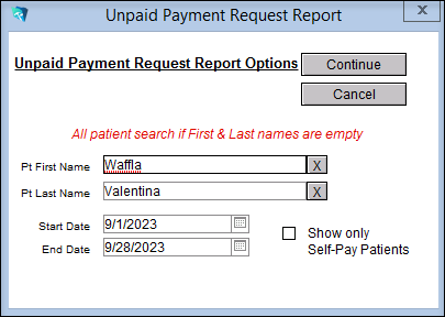 Screenshot for Unpaid Payment Requests Report for Nexio